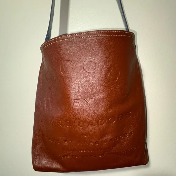 Marc Jacobs Reversible Leather Tote Brown Blue Shoulder Bag - Picture 5 of 10